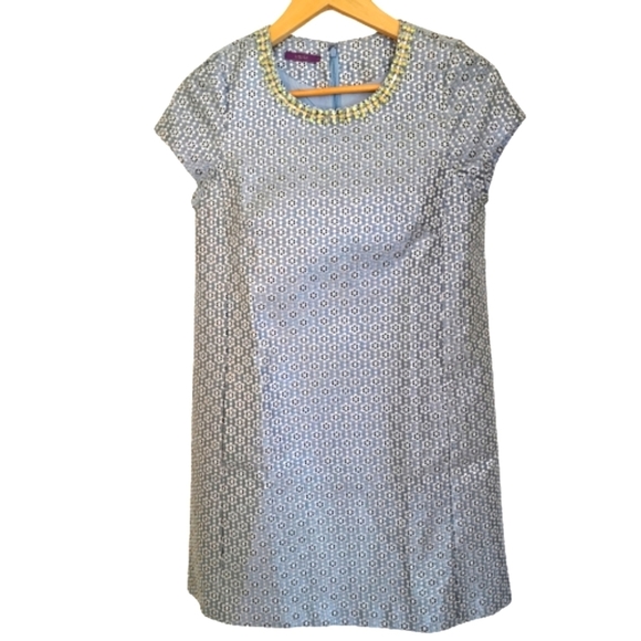 Jessica Size 4 Blue Floral Brocade Mini Sheath Dress with Pockets - Picture 1 of 10